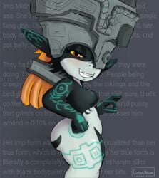 ass copypasta cranihum fat_ass female female_only glowing helmet imp imp_midna looking_at_viewer midna ok_sign pinup red_eyes shortstack sideboob smug text the_legend_of_zelda thick thick_thighs thighs twilight_princess