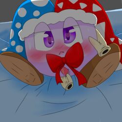 ambiguous_gender blush boner fantasy handjob heart_eyes jester jester_cap kirby_(series) lustful_gaze marx nintendo precum purple_eyes sweat