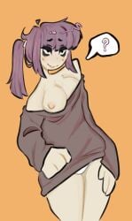 1girls breast breasts_out female female_focus female_only lila_(spooky_month) mid panties purple_hair solo_female spooky_month underwear