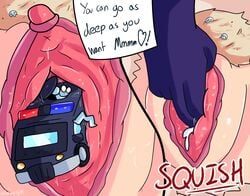 demonkitty99 giantess insertion inside large_female macro macrophilia mount_lady my_hero_academia police pov pussy tiny unbirth unbirthing van vore yuu_takeyama