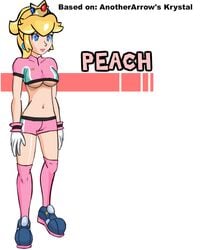 1girls big_breasts blonde_hair blue_eyes breasts earrings female female_only football football_player football_uniform large_breasts lips lipstick mario_(series) mario_strikers navel nintendo pink_lipstick pink_shorts playshapes ponytail princess_peach shorts smile soccer soccer_uniform underboob