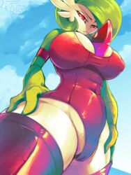 1girls anthro big_breasts breasts cameltoe eye_contact faejunkie female gardevoir high_heel_boots high_resolution huge_breasts large_breasts leotard looking_at_viewer looking_down nintendo pokémon_(species) pokemon pokemon_(species) pokemon_rse solo standing thick_thighs thighs