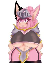 1girls big_breasts female female_knight female_only kittyq knight maria_rose_(kittyq) original_character pink_eyes pink_fur pink_hair sonic_(series) sonic_oc underboob