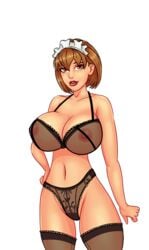 alice_(warlock_and_boobs) big_breasts brown_hair lingerie red_eyes void_club warlock_and_boobs