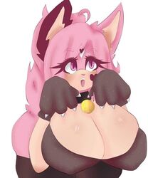 1girls big_breasts bra breasts cat_ears cat_girl cat_paws cleavage female female_only kittyq maria_rose_(kittyq) original_character pink_eyes pink_fur pink_hair sonic_(series) sonic_oc stockings