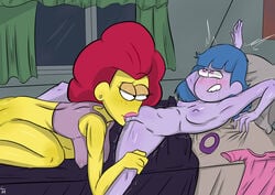 2girls big_city_greens blue_hair cunnilingus disney disney_channel gloria_sato heart-shaped_pupils milf multiple_girls nancy_green nipples oral oral_sex pink_lips pink_lipstick purple_skin red_hair tayronnebr tayuri yellow_sclera yuri