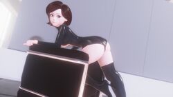 1girls 3d 3d_(artwork) breasts disney elastigirl female female_only helen_parr high_heels honey_select illusion_soft killerru leather pixar seat smooth_skin solo the_incredibles