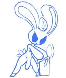 2017 angry anthro big_ears bunny clothing flora_fauna flower_tail hybrid leaf lembun_(screwroot) male male_focus male_only naked nude nude_male nudity oc original_character penis screwroot trash_can white_background