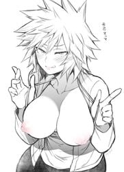 1girls aroused big_breasts breasts breasts_out female_human human large_breasts looking_at_viewer mature_female milf mitsuki_bakugou my_hero_academia nipples short_hair slim_waist solo_female solo_focus tagme takatsuki_ichi