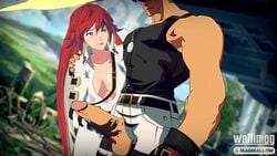 1boy 1girls 3d animated big_penis breasts cleavage clothed couple female guilty_gear handjob imjustthatkinky jack-o'_valentine large_penis long_hair looking_at_partner magmallow male moaning muscular_male oolay-tiger penis penis_out red_hair smile sol_badguy sound straight tagme video wallimog