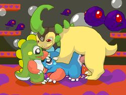 bayleef bob bub bubble_bobble crossover gay interspecies male male_only nintendo pokemon pokemon_(species) puzzle_bobble sex taito toony