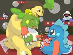 bayleef bob bub bubble_bobble crossover gay interspecies male male_only nintendo pokemon pokemon_(species) puzzle_bobble sex taito toony