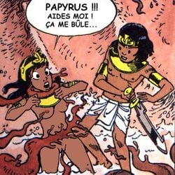 dark-skinned_female dark-skinned_male dark_skin de_gieter french_text papyrus_(character) papyrus_(comic) spirou_magazine tagme theti_cheri