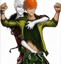 artist_request bleach gay hollow hollow_ichigo ichigo_kurosaki male male_only selfcest yaoi zangetsu