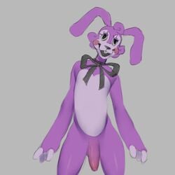 1futa 1girls animatronic balls banny_(the_walten_files) bowtie bunny bunny_humanoid flaccid futa futa_only futanari gray_background grey_background humanoid_penis hung_bottom large_penis nude penis purple_fur purple_skin simple_background solo solo_focus ss0v3l the_walten_files uncircumcised