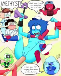 amethyst_(steven_universe) anal anal_insertion anal_penetration angry baseball_bat breasts cartoon_network female hit_the_diamond_(steven_universe) lapis_lazuli_(bob) lapis_lazuli_(gem) lapis_lazuli_(steven_universe) nipples pearl_(steven_universe) peridot_(steven_universe) pussy ruby_(steven_universe) sapphire_(steven_universe) scared small_breasts steven_quartz_universe steven_universe syscod text_bubble whip