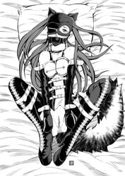 alternate_hairstyle alternate_version_available anal anal_insertion anal_tail anus black_and_white blindfold bondage bondage_gear bondage_outfit bound buttplug_tail cordelia_(fire_emblem) dog_girl eudetenis femsub fire_emblem fire_emblem_awakening frogtie gag linked_nipples long_hair looking_at_viewer medium_breasts nintendo nipple_piercing nose_piercing on_back on_bed petplay piercing pussy sex_toy spread_legs straitjacket twintails zipper