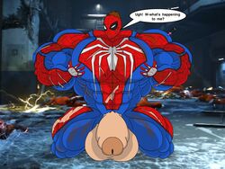 abs himbo hyper hyper_balls hyper_genitalia hyper_muscles hyper_penis hyper_testicles kindaporn male male_focus male_only marvel marvel_comics muscle muscles muscular muscular_arms muscular_ass muscular_back muscular_legs muscular_male muscular_thighs spider-man spider-man_(series)