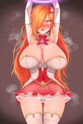 big_breasts breasts captured cleavage female femsub gimgugnae green_eyes huge_breasts large_breasts league_of_legends magical_girl maledom miss_fortune mole mole_on_breast mole_on_stomach mole_under_eye red_hair school_uniform solo solo_female star_guardian star_guardian_miss_fortune star_guardian_series unhappy_female