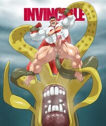 1boy 1monster anal anal_insertion anal_penetration anal_sex anus balls boner bound defeated defeated_hero erection feet hitenmaru huge_pecs human immobile immobilization immobilized invincible invincible_(comics) kaiju male male_only monster moustache muscles muscular muscular_arms muscular_male muscular_thighs musk nolan_grayson older_male omni-man pecs penis rape restrained ripped_clothes ripped_clothing superhero sweat sweating tentacle tentacle_monster tentacle_on_male tentacle_rape