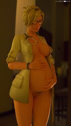 1girls 3d 4k absurdres big_breasts blender breasts female highres huge_belly justb3d large_breasts mercy overwatch pregnant ready_to_pop solo