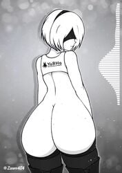 1girls animated bouncing_ass greyscale huge_ass huge_butt jiggle monochrome music nier:_automata shorter_than_30_seconds sound synced_to_music tagme twerking video yorha_2b zonen404