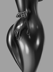 ass ass_grab big_ass bodysuit greyscale hand_on_hip large_ass latex latex_gloves latex_suit monochrome shiny simple_background sunday322 wrist_cuffs