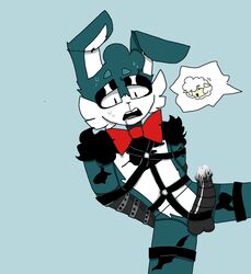 animatronic blue_fur bon_(the_walten_files) bondage cum furry lagomorph male_only sha_(the_walten_files) the_walten_files