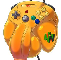 anthro controller huge_balls huge_penis inanimate inanimate_object kingjion male_only nintendo nintendo_64 video_game_controller yellow