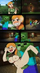 1boy1girl ahe_gao alex_(minecraft) block blush bottomless breath comic diamond_pickaxe female female_human female_human/male_humanoid female_penetrating human human_penetrated humanoid_on_female humanoid_on_human humanoid_penetrating interspecies legs_up male male/female male_humanoid male_on_human male_penetrating minecraft minecraft_mob mob one_eye_closed orange_hair panels penetration pickaxe ponytail saliva same_size smug smug_face tongue tongue_out vaginal_penetration wolfgang_bang zombie zombie_(minecraft)