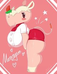 animal_crossing ass big_ass breasts female fur furry heart huge_breasts mehdrawings merengue_(animal_crossing) motion_lines nintendo rhinoceros text thick_thighs video_games