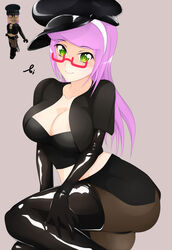 1girls ao1sweet aoitamon ass black_clothing breasts cleavage clothed glasses hat pink_hair reference_image roblox roblox_avatar robloxian tagme thighs