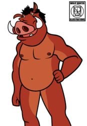 anthro male male_only nude pumbaa solo_male the_lion_king warthog wolffhunter_art