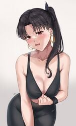 1girls 2021 alternate_breast_size alternate_hairstyle artist_signature black_hair black_sports_bra black_yoga_pants blush breast_focus breasts cleavage company_logo deity earrings fate/grand_order fate_(series) female female_focus female_only front_view goddess hips hoop_earrings ishtar_(fate) ishtar_(fate/grand_order) large_breasts leaning_forward leggings long_hair looking_at_viewer nike open_mouth ponytail red_eyes ryudraw simple_background slim_waist sports_bra sports_bra_pull sportswear standing sweat sweatdrop thick_thighs thighs tied_hair tight_clothing visible_breath wide_hips workout_clothes wristband yoga_pants