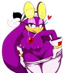 avian bandana barely_visible_genitalia barely_visible_pussy beak blue_eyes clothing furry glasses gloves large_breasts leaning_forward long_eyelashes long_hair looking_at_viewer necklace nipples pants_down purple_feathers purple_hair purple_nipples sega sonic_(series) sonic_the_hedgehog_(series) spoken_heart sssonic2 sunglasses thick_thighs topless undressing wave_the_swallow white_pants wide_hips