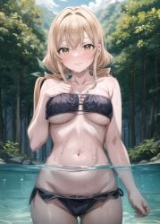 100_kanojo ai_generated bikini bikini_top blonde_hair inda_karane kimi_no_koto_ga_dai_dai_dai_dai_daisuki_na_100-nin_no_kanojo small_breasts the_100_girlfriends_who_really_really_really_really_really_love_you yellow_eyes zipzip