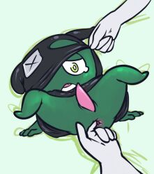 amphibian anthro anus bodily_fluids clothing crying duo eye_patch eyewear genitals human keronian keroro_gunsou male male/male mammal mekeke penis spread_anus spread_legs spreading tears