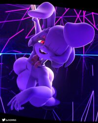 3d 3d_(artwork) bonfie bonfie_(cryptia) bonnie_(cally3d) bonnie_(fnaf) buckteeth bunny_ears cally3d cryptiacurves fazclaire's_nightclub female five_nights_at_freddy's fredina's_nightclub hair_covering_eye nude purple_areola purple_fur purple_hair red_bowtie red_eyes red_mascara scottgames sole_female solo sxftdmns tagme