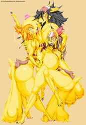 anthro ass big_breasts big_butt bimbo bimbofication brainwashing breasts electricity eugeniyburnt female female/female gender_transformation group gym_leader hi_res huge_breasts huge_butt hypnosis licking may_(pokemon) mind_control misty_(pokemon) nintendo pikachu pokémon_(species) pokemon pokemon_rgby pokemon_rse rule_63 satoshi_(pokemon) species_transformation tongue tongue_out transformation video_games yellow_theme yuri