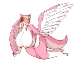 absurd_res anthro ass big_breasts big_butt breasts canid canine canis female hi_res huge_breasts hybrid mammal nipple_piercing nipples nude overweight overweight_anthro overweight_female piercing solo thick_thighs unknown_(artist) wings wolf