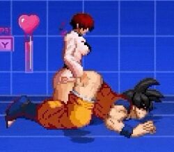 1boy 1futa anal anal_sex animated balls big_ass big_breasts black_hair blue_background boots bouncing_breasts clothed crossover cum cum_in_ass cum_inside defeated_hero doggy_style dragon_ball dragon_ball_super dragon_ball_z enjoying futa_on_male futa_penetrating_male futadom futanari game gif half-dressed hand_on_butt impregnation inside_view king_of_fighters large_penis loop m.u.g.e.n male_penetrated malesub mpreg mugenfutacharsmaker muscular_male pixel_art pregnancy pregnant_male red_hair shermie_(kof) short_hair short_playtime snk son_goku sperm tagme training_room womb x-ray