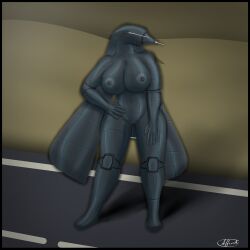 1:1 absurd_res aeromorph affront aircraft animate_inanimate big_breasts black_border blue_body border breasts drone female hi_res humanoid living_aircraft living_machine living_vehicle machine pose presenting solo thick_thighs vehicle