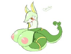 artist_name busty_feral censor_bar censored coryhen_(artist) huge_breasts nipples pokemon pokemon_(species) serpentine serperior snake