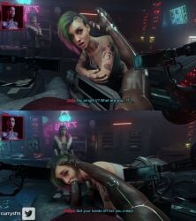 1boy 3d 3girls blowjob caption currysfm cyberpunk_(series) cyberpunk_2077 dark-skinned_male evelyn_parker forced forced_oral hand_on_head interracial judy_alvarez latina non-con rape t-bug_(cyberpunk_2077) v_(cyberpunk_2077) vincent_(cyberpunk_2077)