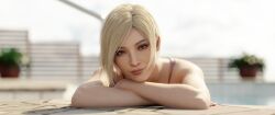 1girls 3d 3d_(artwork) 4k ada_wong ada_wong_(adriana) alternate_hair_color asian asian_female bikini bikini_top blonde_asian blonde_female blonde_hair blonde_hair_female bob_cut capcom chin_on_hand crossed_arms pool poolside resident_evil resident_evil_2 resident_evil_2_remake resident_evil_4 resident_evil_4_remake smile smiling smiling_at_viewer solo solo_female solo_focus stephanie23 sunny tagme wallpaper