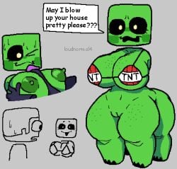 big_breasts blush bodily_fluids bra breast_play breasts clothing creeper_(minecraft) duo enderman female floating_head genitals green_body green_skin loudnormal4 male male/female microsoft minecraft mojang paizuri penis pussy sex solo steve_(minecraft) sweat tagme text thick_thighs titjob xbox_game_studios