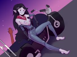 1girls adventure_time biker black_hair casual electric_guitar feet female guitar jearz long_hair looking_at_viewer marceline motorcycle musical_instrument open_clothes skin_tight small_breasts solo vampire vehicle