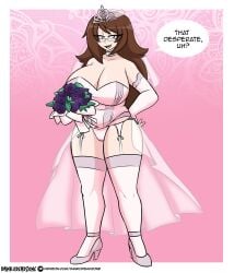 1girls alternate_version_available big_breasts bouquet breasts bridal_lingerie bride brown_hair choker chubby chubby_female cleavage clothed clothed_female clothing corset curvaceous curvy curvy_female curvy_figure dankodeadzone dee_dee_(dankodeadzone) elbow_gloves female female_only glasses gloves high_heels large_breasts light-skinned_female light_skin long_hair original panties shark_teeth sharp_teeth solo thick_thighs thighhighs thighs tiara tomboy voluptuous voluptuous_female wedding_attire wedding_dress wedding_veil yellow_eyes