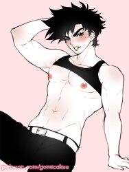 abdomen armpits battle_tendency fanart femboy gomi-cake jjba jojo jojo's_bizarre_adventure joseph_joestar male male_only male_tits pecs pink_nipples twink yaoi