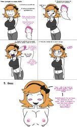 big_breasts blonde_hair breasts comic female ghost ghost_girl large_breasts meme_reference nipples pink_eyes possession smile smiling tagme